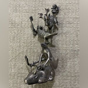Vintage Anthropologie pewter jewelry holder